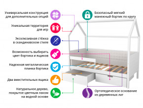 Кровать-домик мягкий Svogen с ящиками и бортиком бежево-белый в Уфе - ufa.magazinmebel.ru | фото - изображение 2