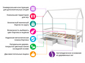 Кровать-домик Svogen с фото с ящиками и бортиком белый/лисята в Уфе - ufa.magazinmebel.ru | фото - изображение 2